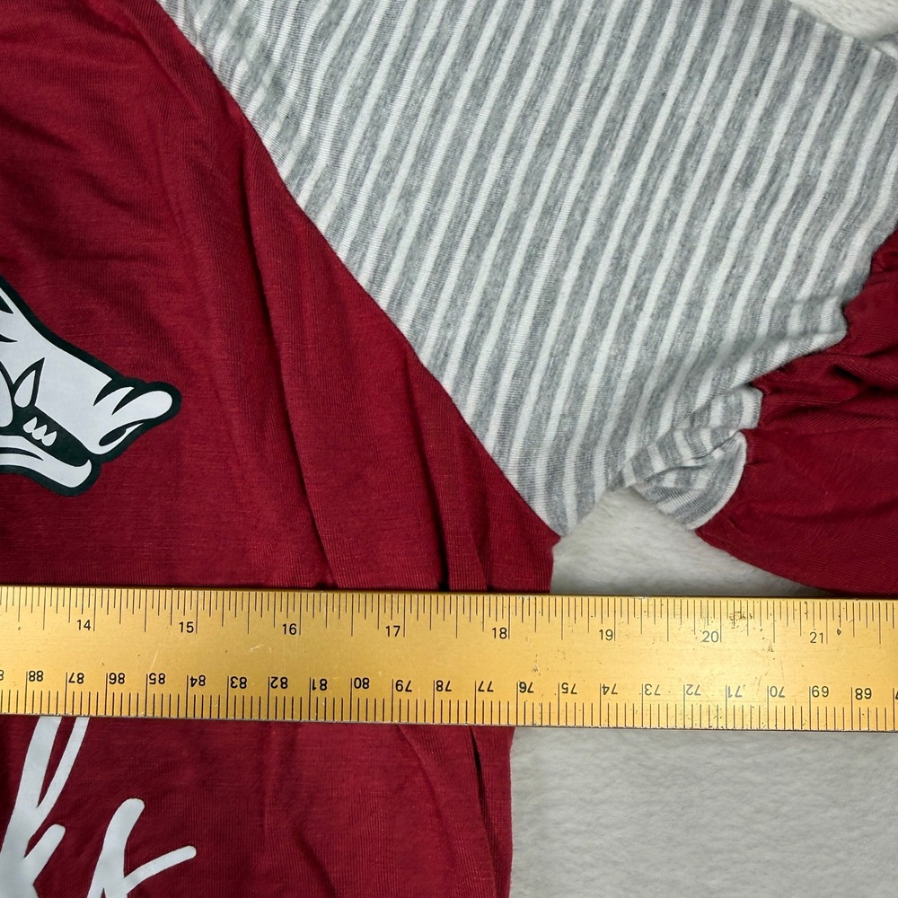 Gameday Couture Arkansas Razorbacks Womens Large Ringer Tee Shirt Red Gray - Picture 4 of 6